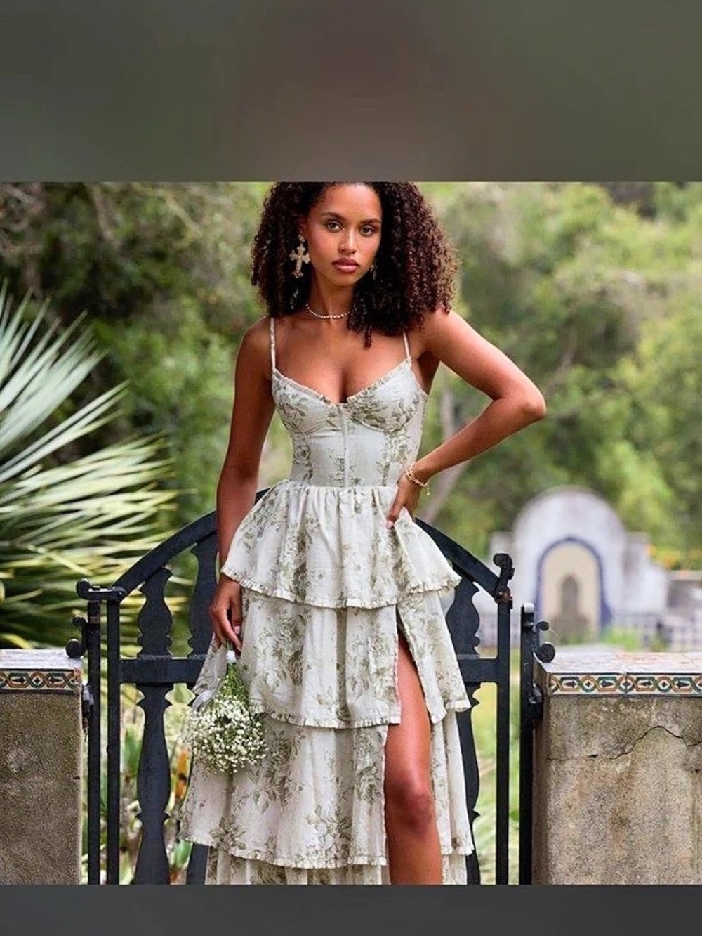 V. Chapman The Caterina Dress in Sage Tapestry